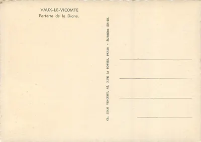 Vaux-le-Vicomte — Parterre da Diana — Editor CL Jean Vincent, Paris — Verso