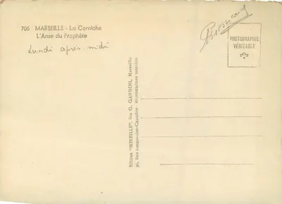L'Anse du Prophète — Marseille — Wydawnictwo Mireille — Rewers