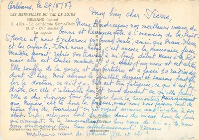 Orléans — Catedral de Santa Cruz — Ed. Valoire, H. 4.024 — Verso