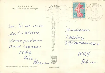 Basílica do Sagrado Coração — Lisieux — editada por IRIS — Verso