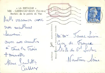 Rochers da Ponta do Raz — Cleden-Cap-Sizun (Finistère) — Les Editions Audierne, n°1426 — Verso