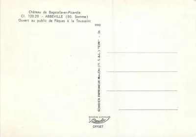 Castelo de Bagatelle-en-Picardie — Abbeville (80. Somme) — Impressor Combier — Verso