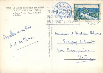 Le Puy Mary — Estrada de Mandaille — editor Michel, n° 6043 — Verso