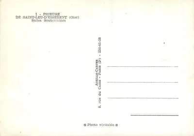 Prieure de Saint-Leu-d'Esserent — Salas Subterrâneas — Apprille-Cartes — Verso