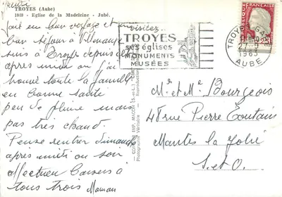 Troyes (Aube) — Igreja de La Madeleine — vista interna — COMOES IMP. MACON (S.-et-L.) — Verso