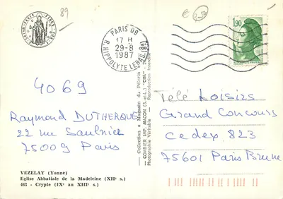 Krypta abbatii św. Magdaleny — Vézelay (Yonne) — Kolekcja «Magnasin du Pèlerin» — Rewers