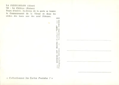 La Ferté-Milon (Aisne) — A Cidade Forte (Ruínas) — Combier Imp. Macon — Verso