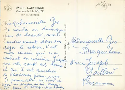Wasserfall von Liadouze an der Jordanne — Die Auvergne — Editions BOS — Rückseite