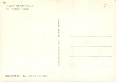 Ponte du Gard — Aqueduto romano — Éditions Rella, série 521 — Verso