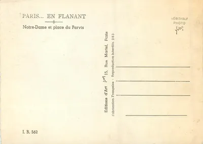 Notre-Dame van Parijs — plein van het Parvis — Uitgave Flanant, I.B. 562 — Achterkant