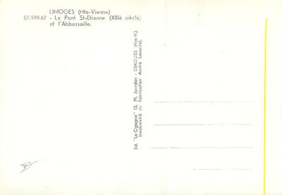 Limoges (Hte-Vienne) — Most św. Etienne (XIII w.) i Abbessaille — Wyd. La Cigogne — Rewers