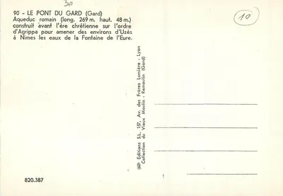 Pont du Gard — rzymski kanał wodny — Wydawnictwo Braci Lumières — Rewers