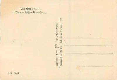 Vierzon (Cher) — O Rio Yèvre e a Igreja Notre-Dame — Les Éditions d'Art — Verso