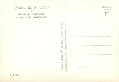 Notre-Dame w Paryżu — Absydę i plac arcybiskupów — Wydawnictwo Art Martel, Paryż — Rewers