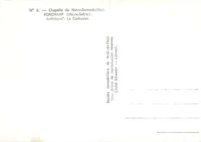 Capela de Nossa Senhora do Alto — Ronchamp (Alta-Saône) — Arquiteto: Le Corbusier — Verso