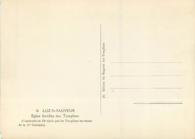 Luz-Sauveur — Igreja fortificada dos Templários — Edição do Magasin dos Templários — Verso