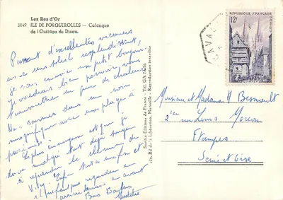 Calanque de l'Oustau de Dieou — Wyspy Złote — wydawca Ryner, nr 3849 — Rewers