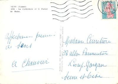 Sens (Yonne) — Katedra i portal Mojsza — Combier Imp. Macon — Rewers