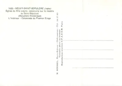 Neuvey-Saint-Sepulcre — Katedra z XI wieku, wnętrze — M. Roussel, Photo-Éditeur, Paryż — Rewers