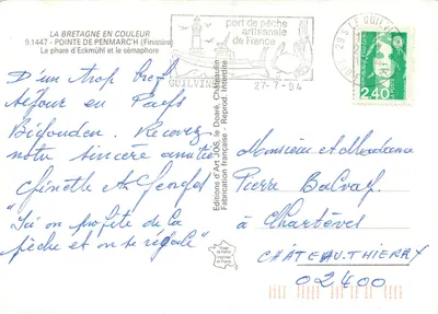 Ponta de Eckmühl — farol e sephamore — Edições d'Art JOS, Châteaulin — Verso