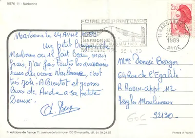 NARBONNE — widok panoramiczny — wydawnictwo Francji, nr 18676 — Rewers