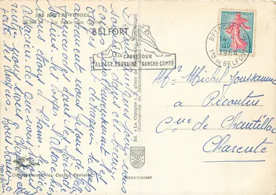 A Estrada das Crêtes — Grandes paisagens e pessoas em trajes — Ed. «La Cigogne», local de fabricação na Lorena, n° 69.389.51 — Verso