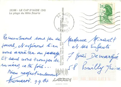 O Cap d'Agde (34) — A praia do Môle florida — Edições d'Art — Verso