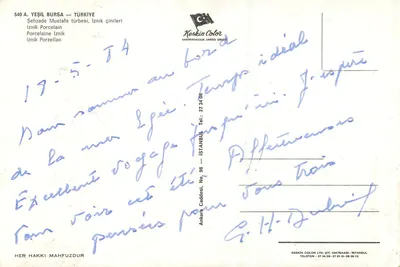 Túmulo de Şehzade Mustafa — cerâmica İznik — Keskin Color — Verso