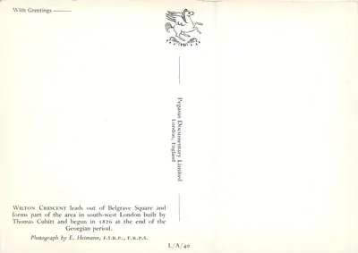Wilton Crescent — wychodzący z Belgravia — Pegasus Documentary Limited — Rewers