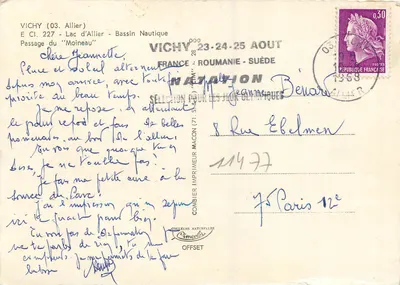 Vichy — Jezioro Allier — Przejście 'Moineau' — Combier Imprimeur — Rewers