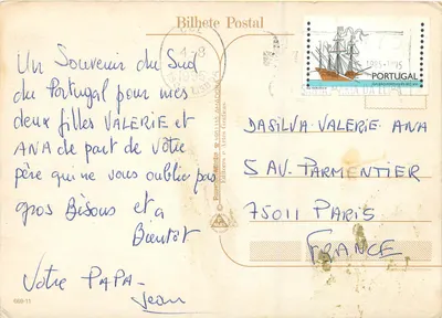OS TEUS FILHOS — poema português — Bilhete Postal n°669-11, editor MAS, Amadora — Verso