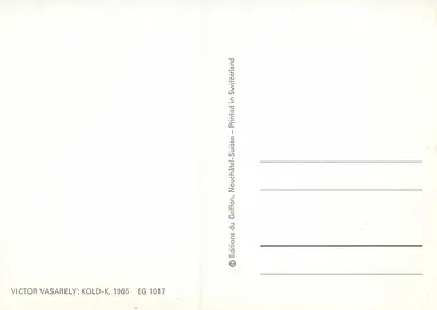 Griffon — Arte abstrato — Victor Vasarely, Éditions Kold-K, 1965, n° EG 1017 — Verso