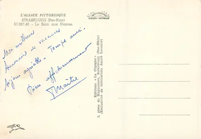 Strasburg — Łazienka przy Roślach — Wydawnictwo La Cigogne — Rewers
