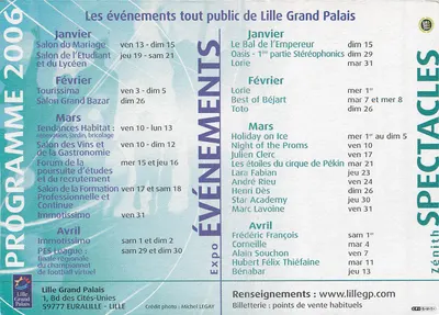 Lille Grand Palais — Public Events 2006 — Lille Grand Palais — Back
