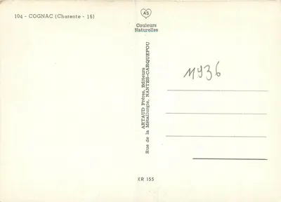 Wycieczki w Cognac — wydawca ARTAUD Bracia, Nantes — Rewers