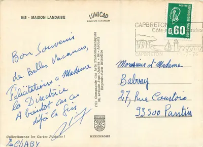 Casa Landaise — Capbreton — editor LUMICAP — Verso