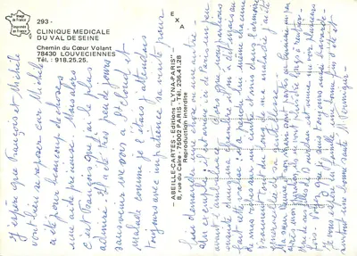Clínica Médica do Vale do Sena — Louveciennes — Éditions Abeille-Cartes — Verso