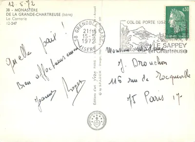 Mosteiro da Grande-Chartreuse — Isère — Edições d'arte Yvon — Verso