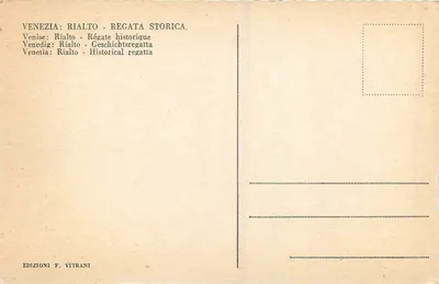 Venecia : Rialto — Regata histórica — Ediciones F. Vitrani — Reverso