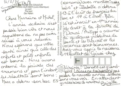 Piriac-sur-Mer — porto e pescadores — Edições de Arte Jos. Le Doaré, N°121 — Verso
