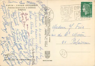 Fontanna św. Odile w Obernai — Alzacja — Wydawnictwo La Cigogne — Rewers