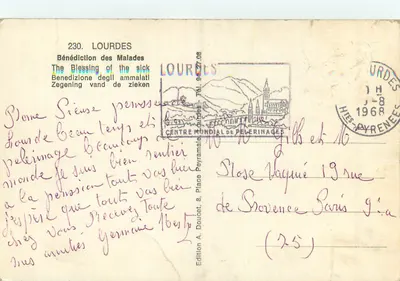 Lourdes — Błogosławienie chorych — Wydawnictwo EdLux n°230 — Rewers