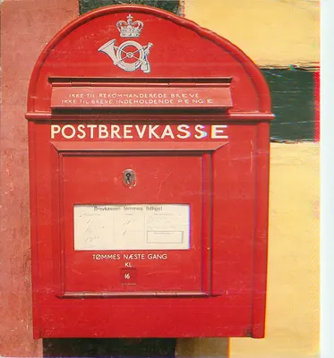 Caixa de correio vermelha — Bornholm — editor William Darnes Boghandel A/S