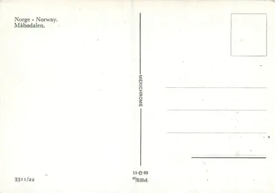 Måbødalen — Noruega — editor Mittet, n° 3311/22 — Verso