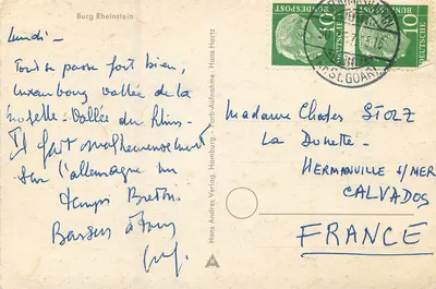 Burg Rheinstein — widok na dolinę Renu — Hans Andres Verlag — Rewers