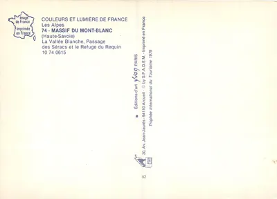 Massif Mont-Blanc — Vallée Blanche, Passage des Séracs et Refuge du Requin — Wydawnictwo Sztuki Yvon — Rewers