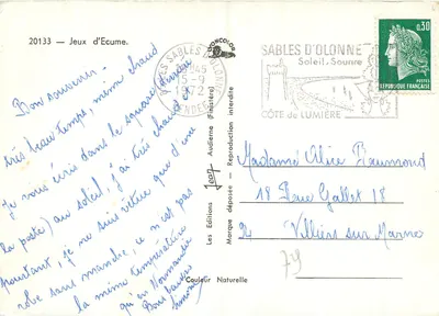 Fale uderzające o skały — Sables d'Olonne — Les Éditions Audierne — Rewers