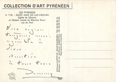 Saint-Jean-de-Ciboure — Igreja e casa natal de Maurice Ravel — Coleção de Arte Pirenéia — Verso