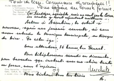 Cagliari — O Anfiteatro Romano — Foto Aeronike — Verso