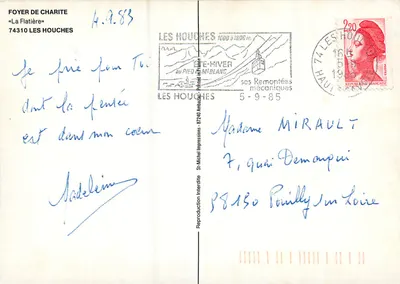 Vista das montanhas nevadas — Les Houches — Foyer de Charité « La Flatière » — Verso